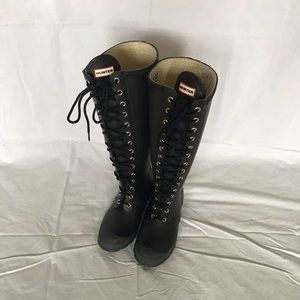 Hunter Boots Watling Lace Up Matte Boots in Black